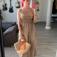 Vestido Largo con Elásticos en el Torso