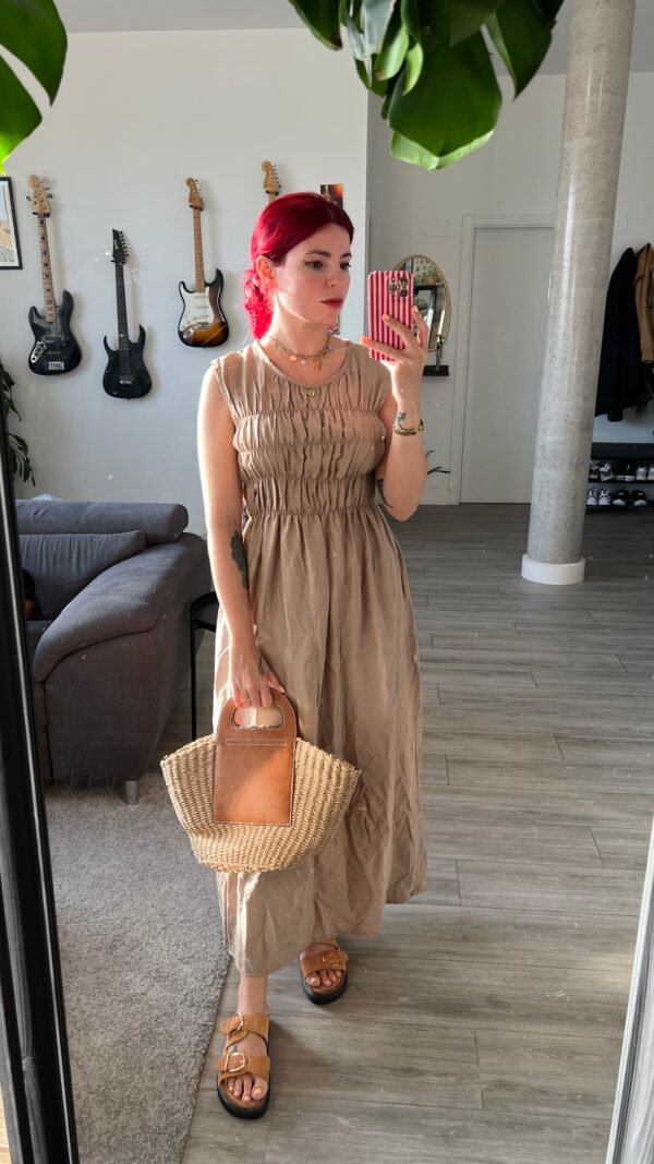 Vestido Largo con Elásticos en el Torso