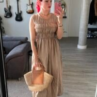 Vestido Largo con Elásticos en el Torso