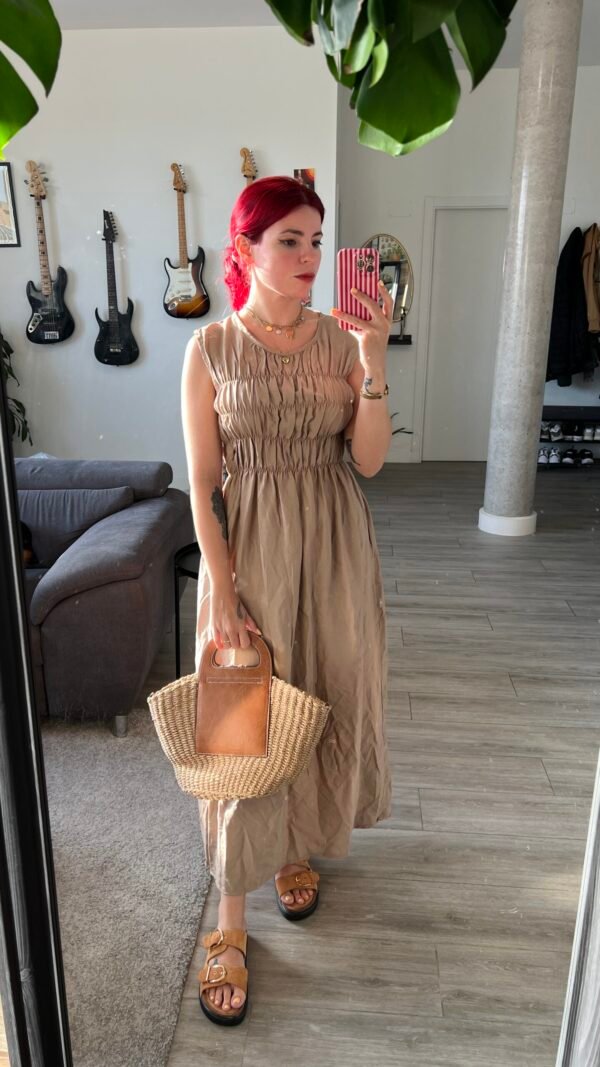 Vestido Largo con Elásticos en el Torso
