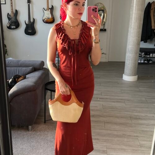 IMG_0133 Vestido Color Entero con Vuelo en el Escote