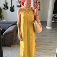 Vestido Tirantes con Botones Nudo Detrás