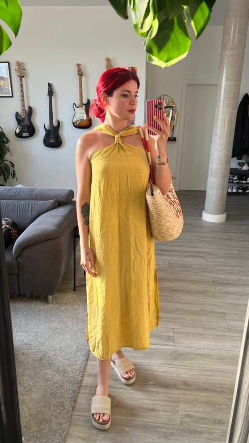 Vestido Tirantes con Botones Nudo Detrás