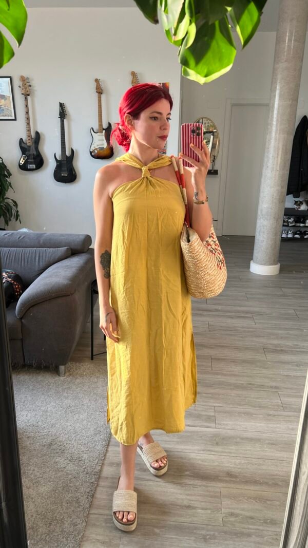 Vestido Tirantes con Botones Nudo Detrás