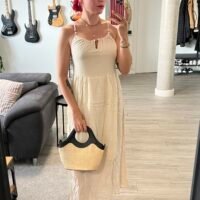 Vestido Tirantes con Cuentas Elástico en la Espalda