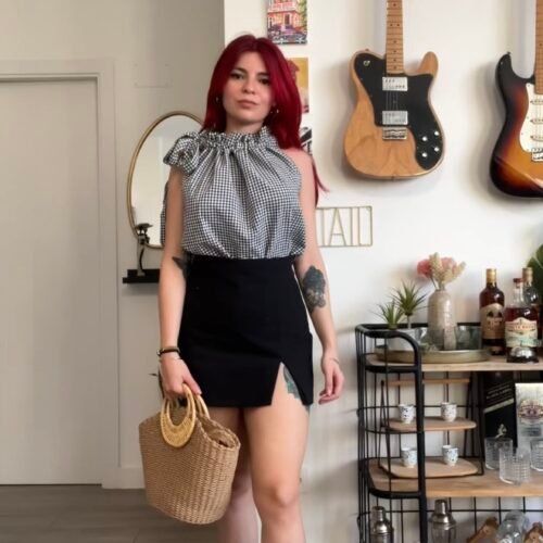 Blusa Cuello Halter Color Entero y Ginga