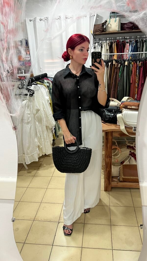 Camisa Color Entero Bordada Manga Larga