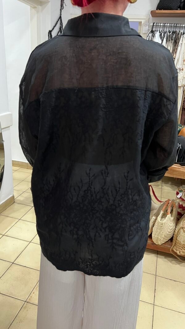 Camisa Color Entero Bordada Manga Larga