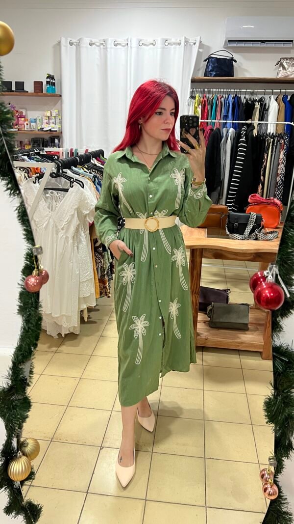 Vestido Hilo Crudo con Palma