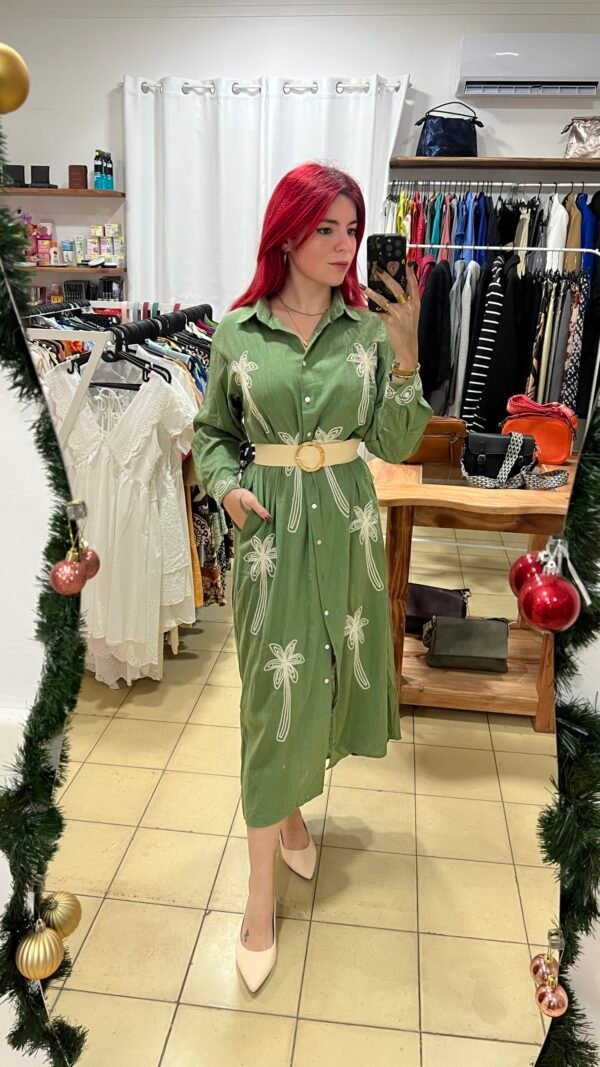 Vestido Hilo Crudo con Palma