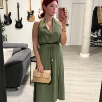 Vestido Atado al Cuello con Cinta en la Cintura