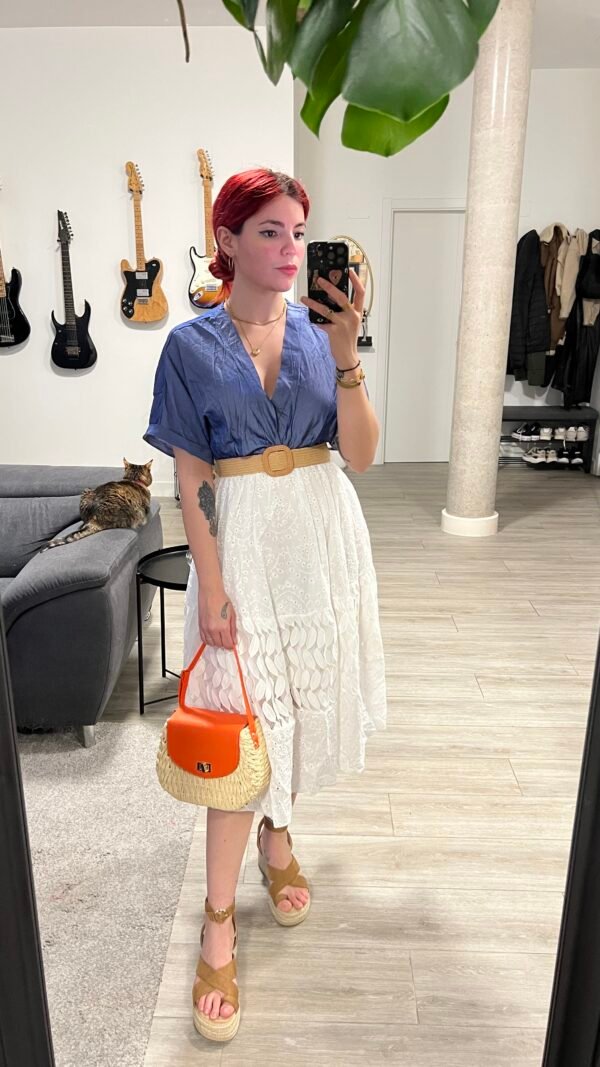 Vestido Largo Can Can Tira Bordada y Cinto