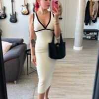 Vestido de Punto con Vivo