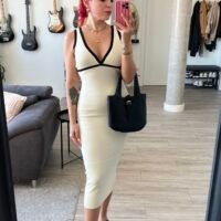 Vestido de Punto con Vivo