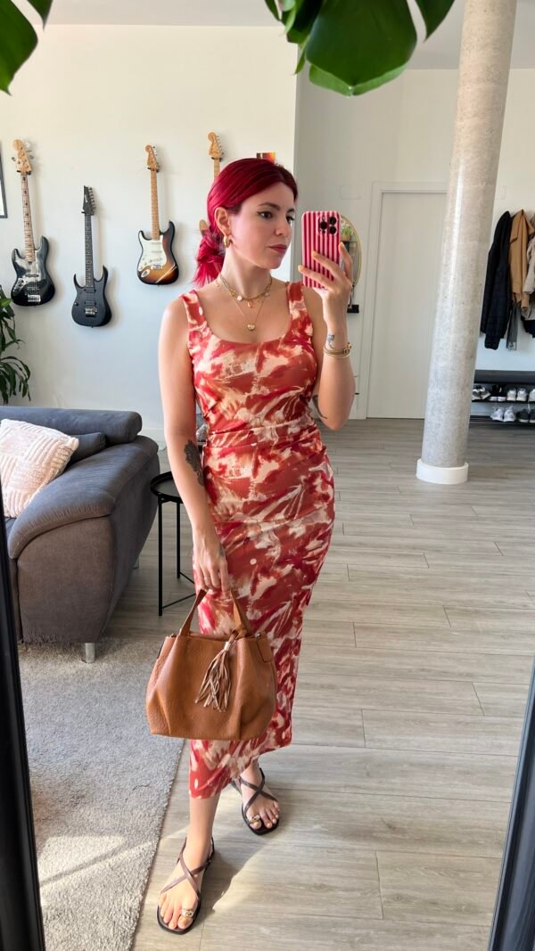 Vestido Elastizado Estampado Tonos Tierras