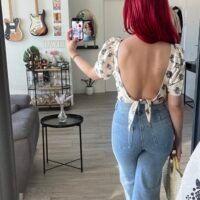 Blusa Estampada Manga Jamón Espalda Afuera