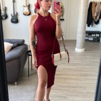 Vestido de Punto Abertura Delantera