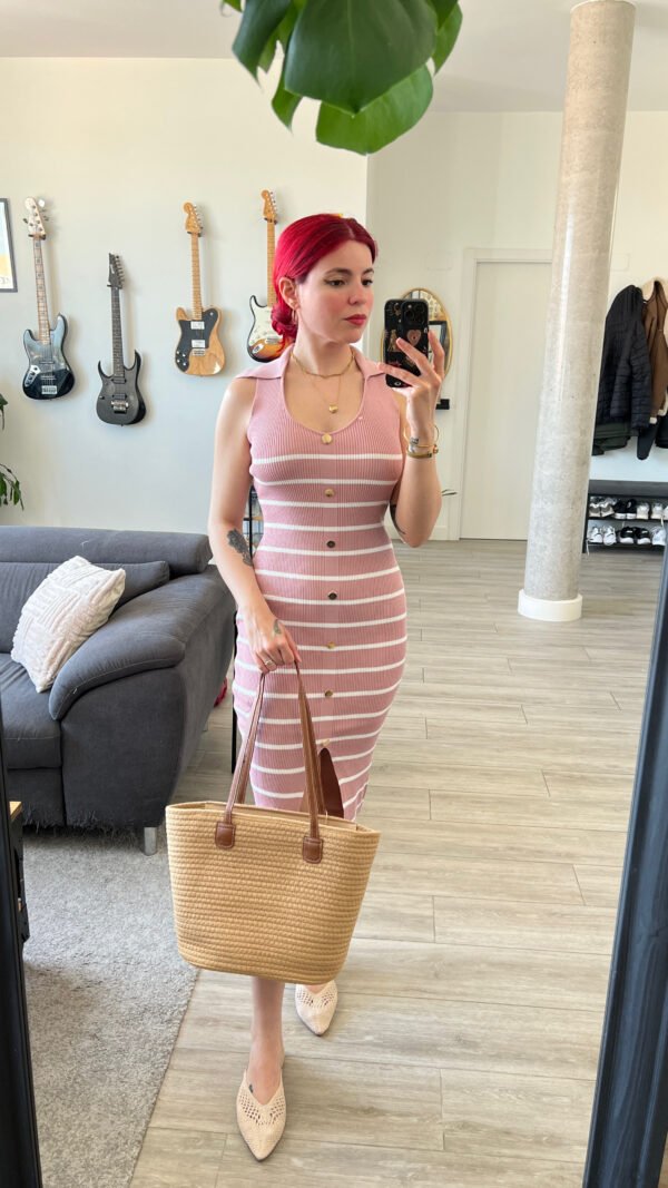 Vestido Largo Estrecho de Rayas