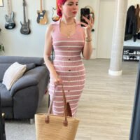 Vestido Largo Estrecho de Rayas