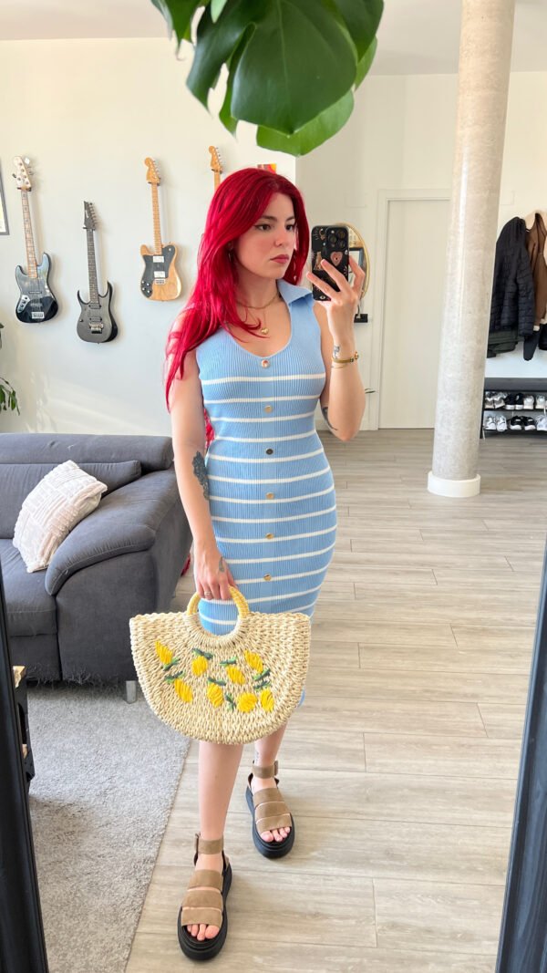 Vestido Largo Estrecho de Rayas