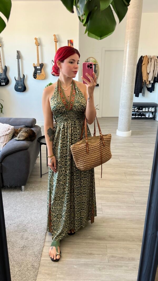 Vestido Indio Atado al Cuello Espalda Afuera