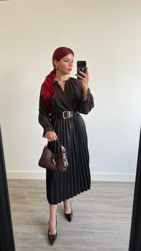 Saya Plisada con Cinto Polipiel