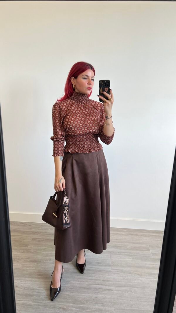 Blusa Elástico en Puño, Cuello y Cintura