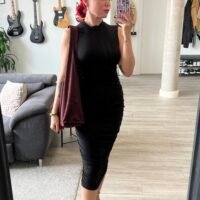 Vestido Largo Color Entero con Elásticos Laterales