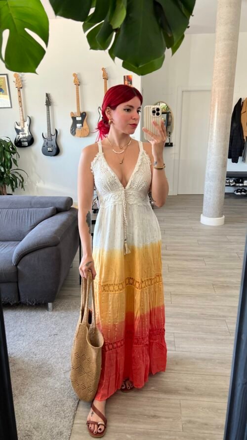 Vestido Indio Tirantes Tonos Degradados