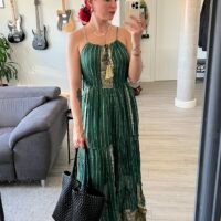 Vestido Indio Tirantes Decoración en Dorado