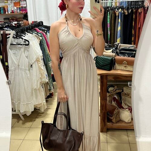 IMG_7249 Vestido Color Entero Atado al Cuello