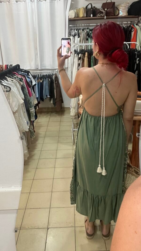 Vestido Indio Tirantes Pompones y Lentejuelas