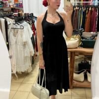 Vestido Color Entero Cogido al Cuello