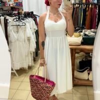 Vestido Color Entero Cogido al Cuello