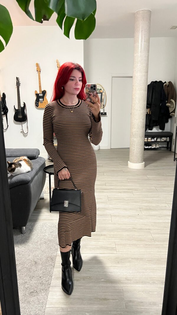 Vestido Invierno Manga Larga a Rayas