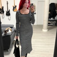 Vestido Invierno Manga Larga a Rayas