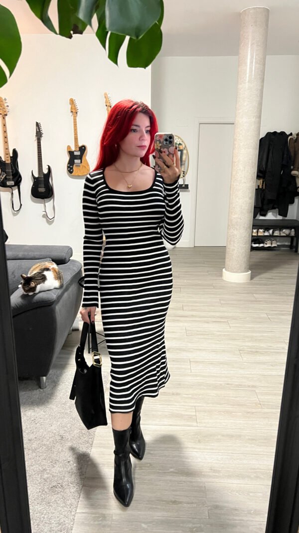 Vestido Invierno Manga Larga a Rayas