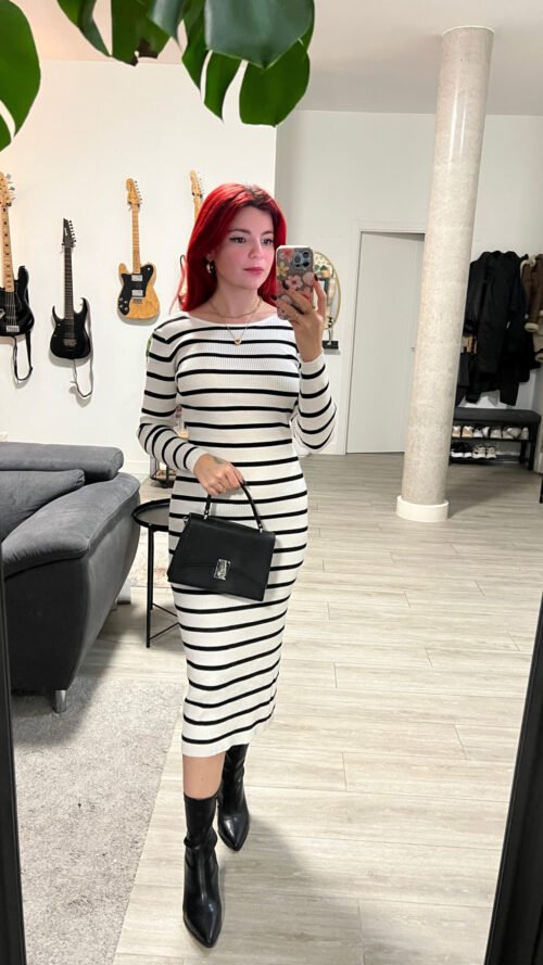 Vestido Invierno Manga Larga a Rayas