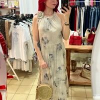 Vestido Cuello Halter con Flor