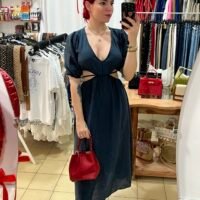 Vestido Cut Out Mangas Globo