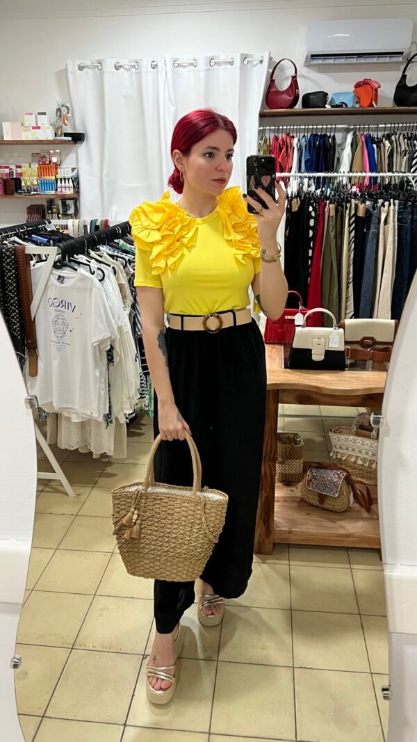 Top Mangas con Vuelos Cuello Redondo