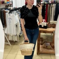 Top Mangas con Vuelos Cuello Redondo