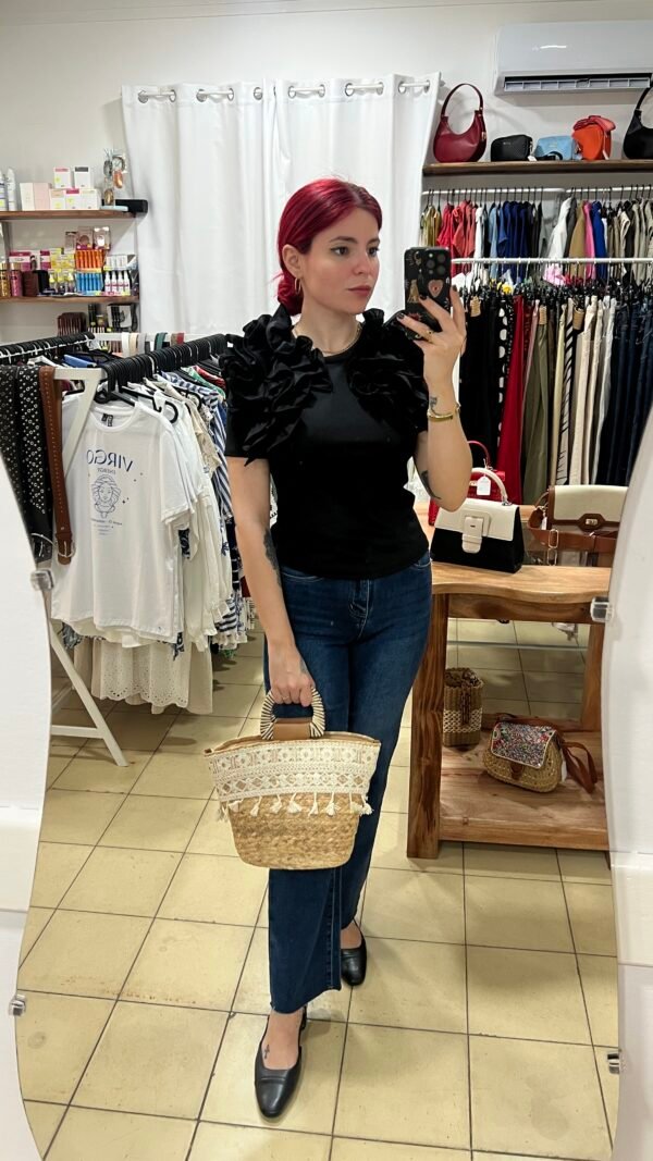 Top Mangas con Vuelos Cuello Redondo