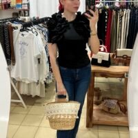 Top Mangas con Vuelos Cuello Redondo