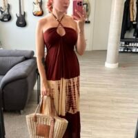 Vestido Tirantes Estampado Lazo Detrás