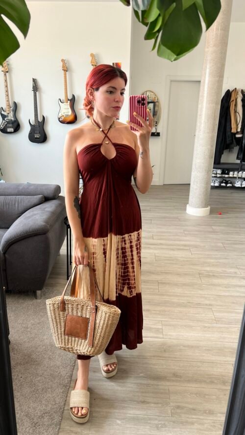 Vestido Tirantes Estampado Lazo Detrás