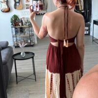 Vestido Tirantes Estampado Lazo Detrás