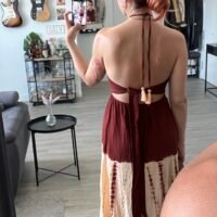 Vestido Tirantes Estampado Lazo Detrás