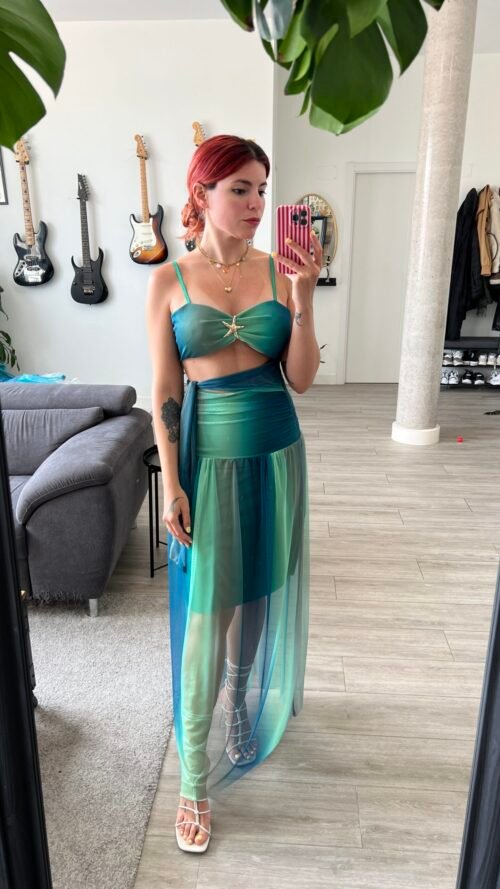 Vestido de Tonalidades Adorno de Mar