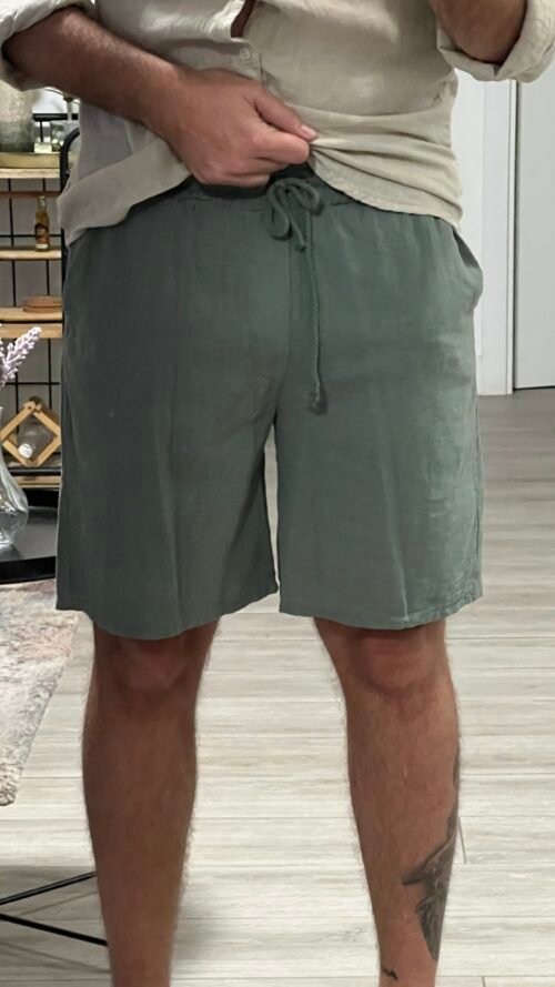 Short de Lino Verde